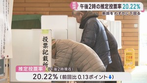 衆議院選挙　午後２時現在の推定投票率２０．２２％　前回をわずかに下回る