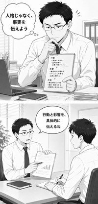 パワハラ認定を恐れず指導に踏み切るには②　※この画像はAIで作成した、イメージ画像です