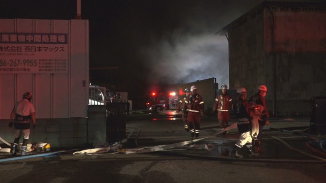 火事があった倉庫　岡山・南区郡　23日午後9時ごろ