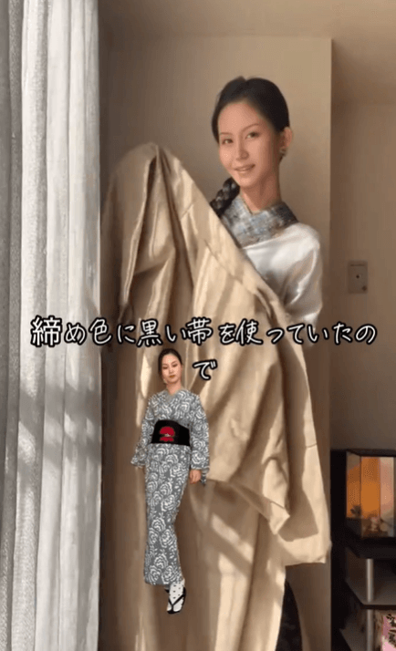1年前の着物コーデも見せてくれた／shinobuさん（@shinobukimono）提供
