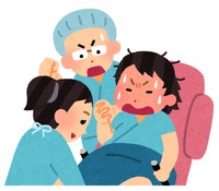 出産時に分娩台の手すりがすごいことになっていて…（いらすとや）