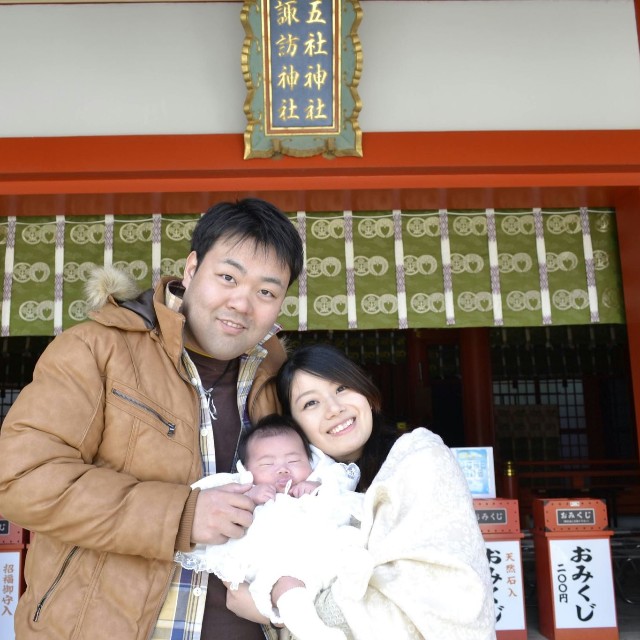 神社にて。家族が増えました！ 画像提供：まささん