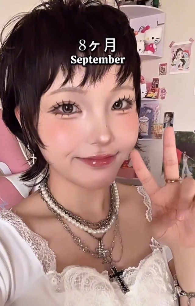 8カ月後（9月）のHANAさん。ボリューム感のある髪型に／HANAさん（_hana8787_）提供