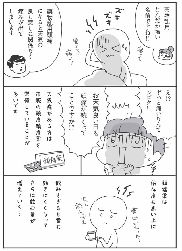 【漫画】『梅雨真っ盛り〜〜〜低気圧による頭痛で辛い皆様に届け〜！とりあえず片頭痛ならアイス食べましょ〜！』11　© JunSato／NaomiAbe