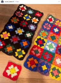 中田クルミさん「ニットはあさイチへの出演が決まってから大慌てで編みました」（本人のインスタグラムから）