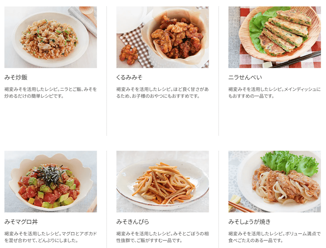 褐色した味噌を使ったおすすめレシピ（マルコメ公式ホームページより）