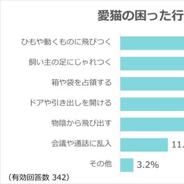 愛猫の困った行動：いたずら編（出典：ペット保険『PS保険調べ』）
