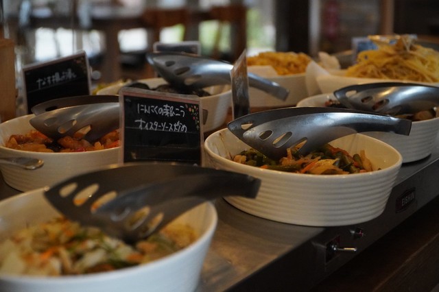 旬の食材を中心に自然な味付けを追求したビュッフェ形式の野菜ソムリエ認定レストラン「Natural Buffet うさ八」（真庭あぐりガーデン提供）