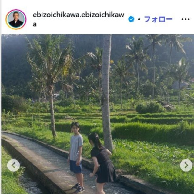 市川團十郎のインスタグラム@ebizoichikawa.ebizoichikawaより　インドネシア旅行中の新之助とぼたん