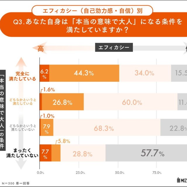 大人になるとは、自信を持って自分の人生を歩むということ（出典：㈱ミズカラ調べ）
