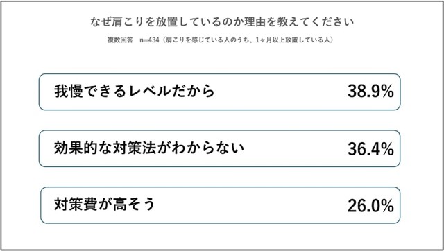 肩こりを放置している理由（パナソニック調べ）
