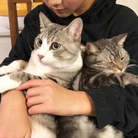 抱っこ大好き、ゆずきくん（左）と一緒に