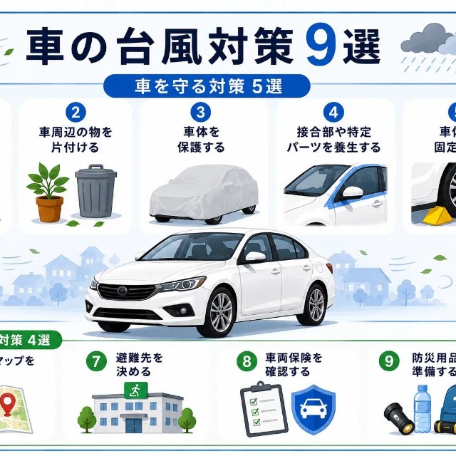 車の台風対策9選（提供：norico by ガリバー）