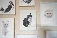 和田純子さんの「ニャンコ肖像画」。シルクスクリーンを用いて制作