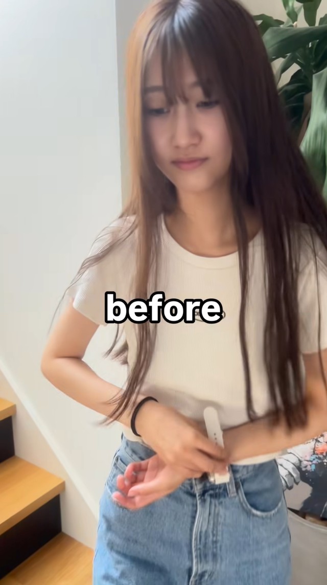 挑戦前のストレートロング。普段の雰囲気と並べて変化がわかる／haru_atohihoさん（@haru_atohiho）提供