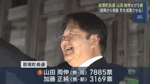宮城・亘理町長選挙　現職の山田周伸氏が３選