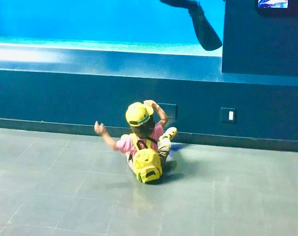 SNSで「腰の抜かし方が秀逸過ぎて」と話題になった写真（提供）