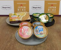 ハーゲンダッツ「JAPAN MIND」（前列左から）いちご練乳みるく、ほうじ茶きなこ、（後列左から）ゆずホワイトショコラ、玉露