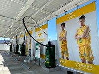 拭き上げスペースには選手幕が