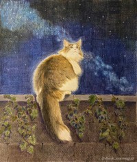 お母さんが色鉛筆で描いたシィクくん（「シィク / 猫アカ」さん提供）
