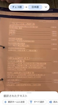 チェコ語のメニューに翻訳アプリを使用した結果、表示されたのは「家庭内溺死事件」！？／大久保光さん（@hikari_No78）提供