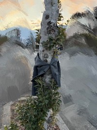 見つかったジャケットは木が着用中。機転の利く方のおかげで汚れることもなく無事回収（HirochongさんThreadsより）