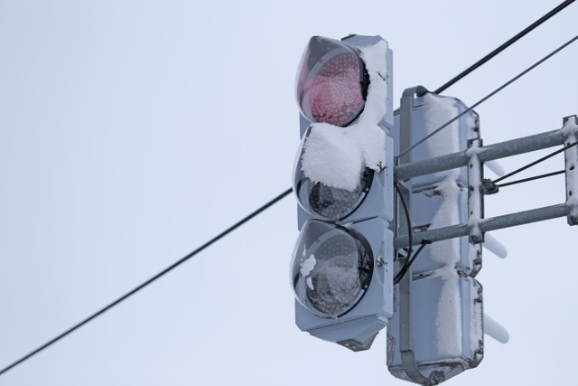 雪が着いたLED信号機(kelly marken/stock.adobe.com)