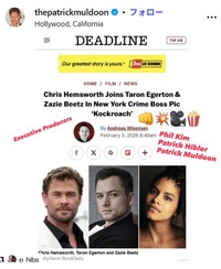 パトリック・マルドゥーンのインスタグラム@thepatrickmuldoonより