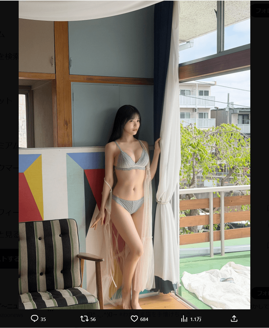 「FLASH」（26年5月19日発売号）に登場した立花ことりのオフショット　本人のX（@Kotori_FULITBOX）より