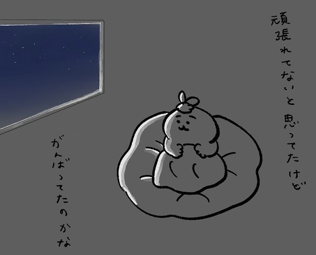 窓の外に広がる星空を眺めながら考える（ひよこさん提供）