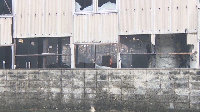 火事があった製紙工場　三豊市山本町