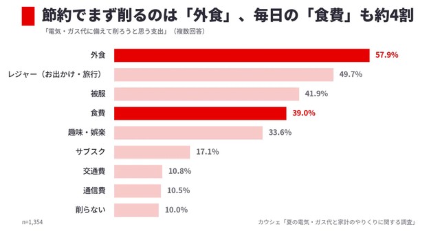 節約でまず削るのは「外食」、毎日の「食費」も約4割（提供画像）