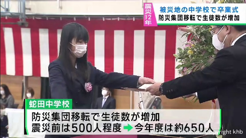 宮城・石巻市の中学校で卒業式 思い出の学び舎を巣立つ | khb東日本放送