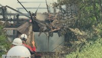 火事の現場　岡山市中区沢田　午前10時ごろ