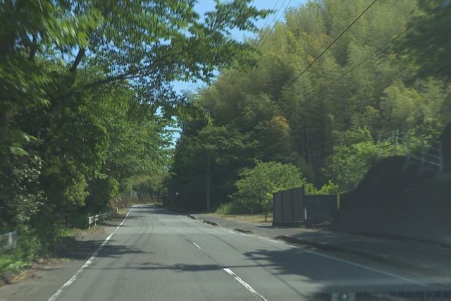 秋田犬が保護された現場に通じる道路。民家などはない