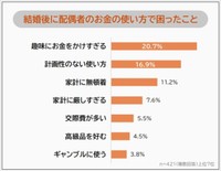 配偶者のお金の使い方で困ったことについて。（提供画像）