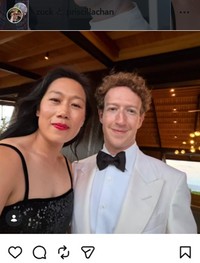 Meta社の創業者マーク・ザッカーバーグ氏と妻のプリシラ・チャン氏＝マーク・ザッカーバーグ氏のインスタグラム＠zuckより