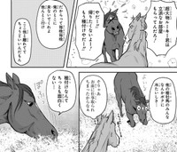 毎晩自分の馬房を抜け出してくるイスカンダルにアカギファルコも呆れ顔（高草木こぶさん提供）