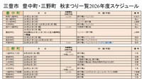 2026年三豊市豊中町・三野町　秋まつりスケジュール（三豊市HPから）