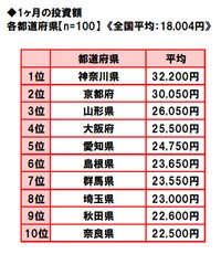 1カ月の投資額（提供画像）