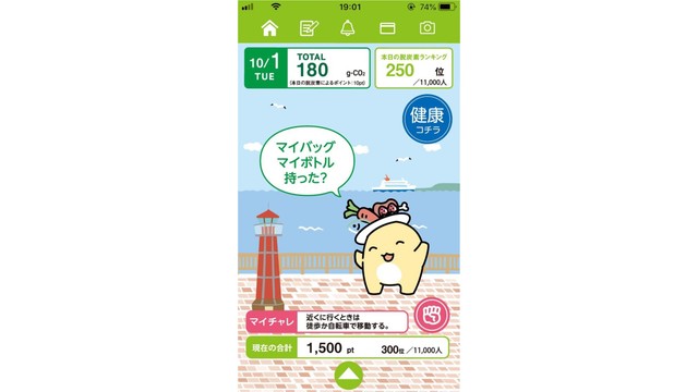 アプリ「マイチャレかがわ！」のトップ画面のイメージ（提供：香川県）