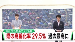 宮城県の高齢化率　過去最高の２９．５％　仙台市は初の２５％超え
