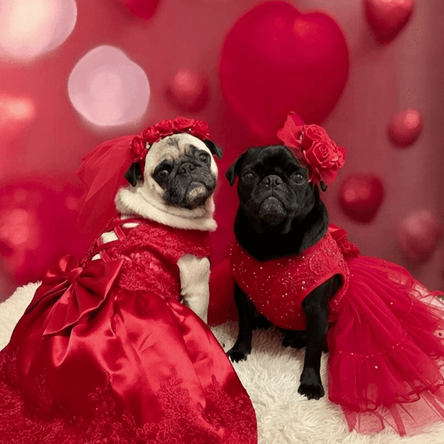 かわいいドレスが似合わないのもパグの魅力（画像提供：とこたんさん）