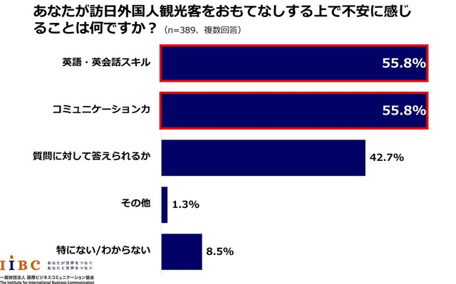 おもてなしをする上で不安に感じていること（提供画像）