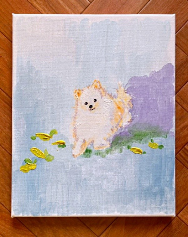 お母さんがリクエストに応じて描いたポメラニアンのわんちゃん（画像提供：形が定まらない犬さん）