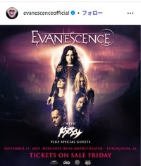 エヴァネッセンスのインスタグラム@evanescenceofficialより