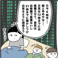 早朝、起床時間から戦いが始まる（こもつさん提供）