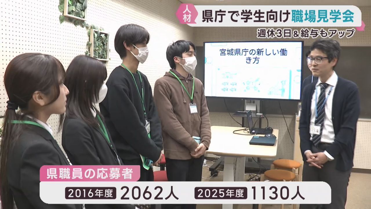 宮城県庁で職場見学会　学生が県職員の仕事に触れる