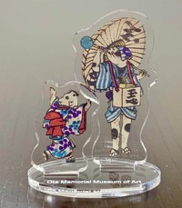 「江戸にゃんこ 浮世絵ネコづくし」展で販売されているアクリルスタンド「シャボン玉売りのネコ」