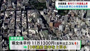 宮城県全体の地価が１１年連続で上昇　仙台駅東口は再開発効果